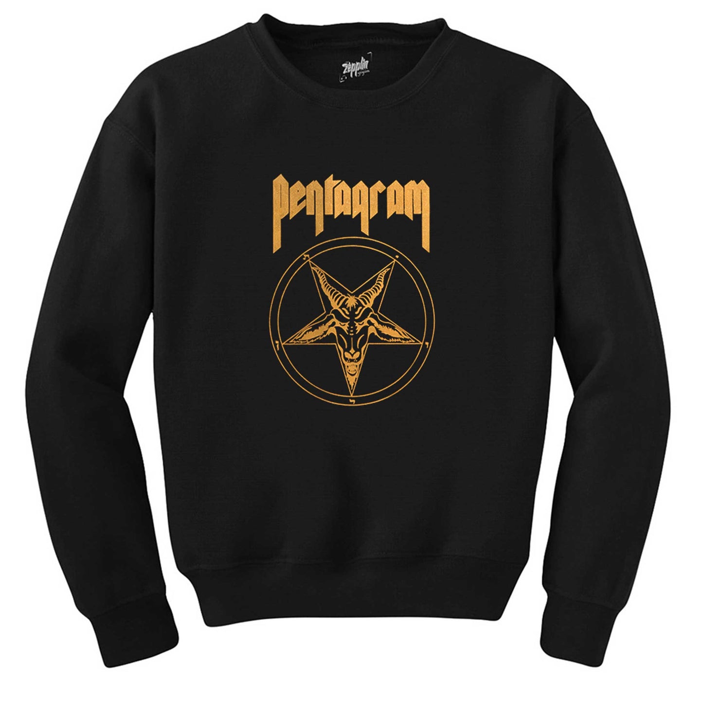 Pentagam Logo and Text 3 Siyah Sweatshirt