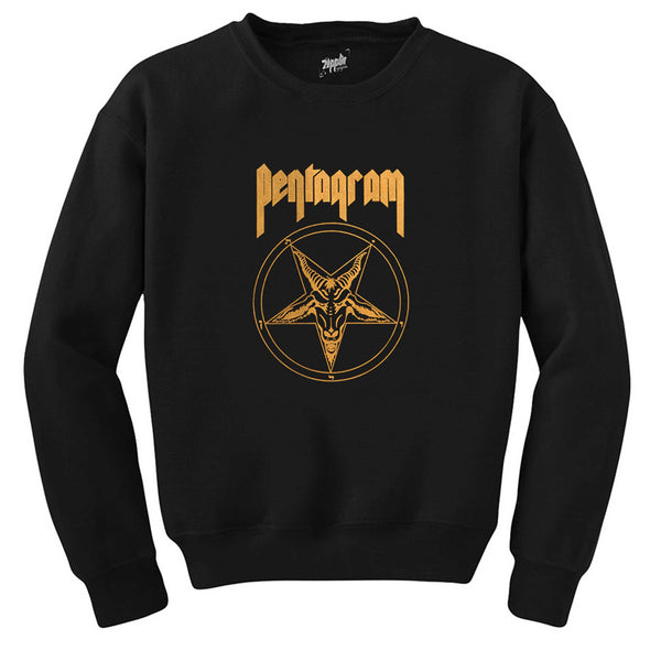 Pentagram Logo and Text 3 Siyah Sweatshirt