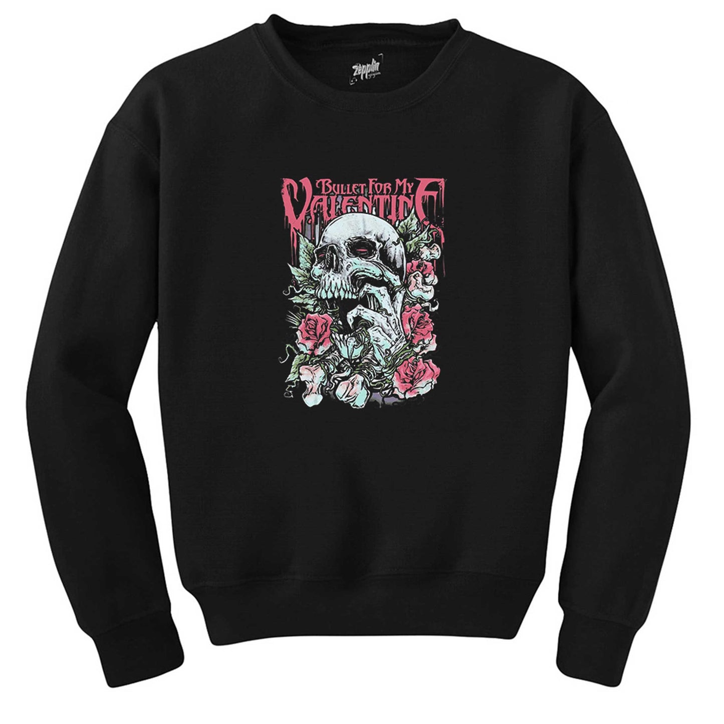 Bullet for My Valentine Skull Roses Siyah Sweatshirt