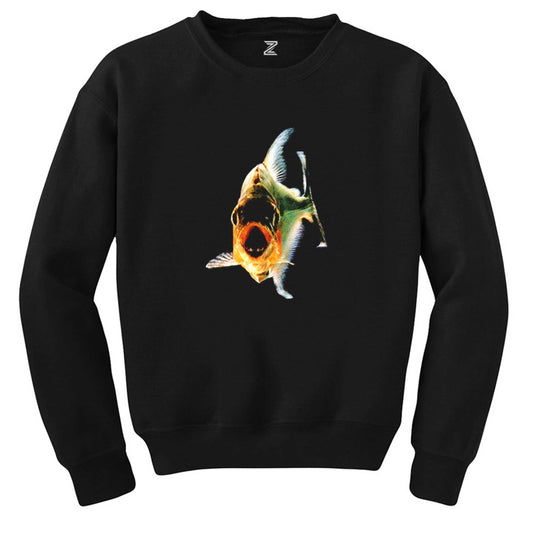 Pirana Balık Siyah Sweatshirt