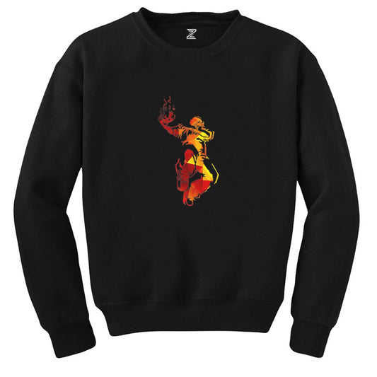 Red Basketball Silhouette Siyah Sweatshirt