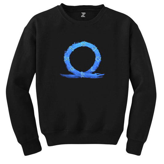 God of War Ragnarok Blue Logo Siyah Sweatshirt