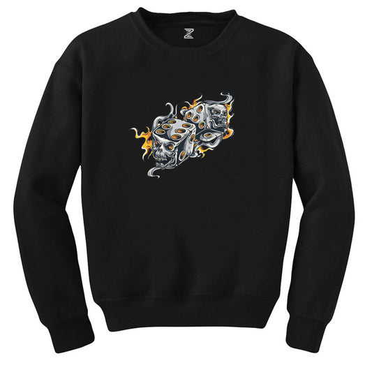 Two Gray Dices Cartoon Siyah Sweatshirt