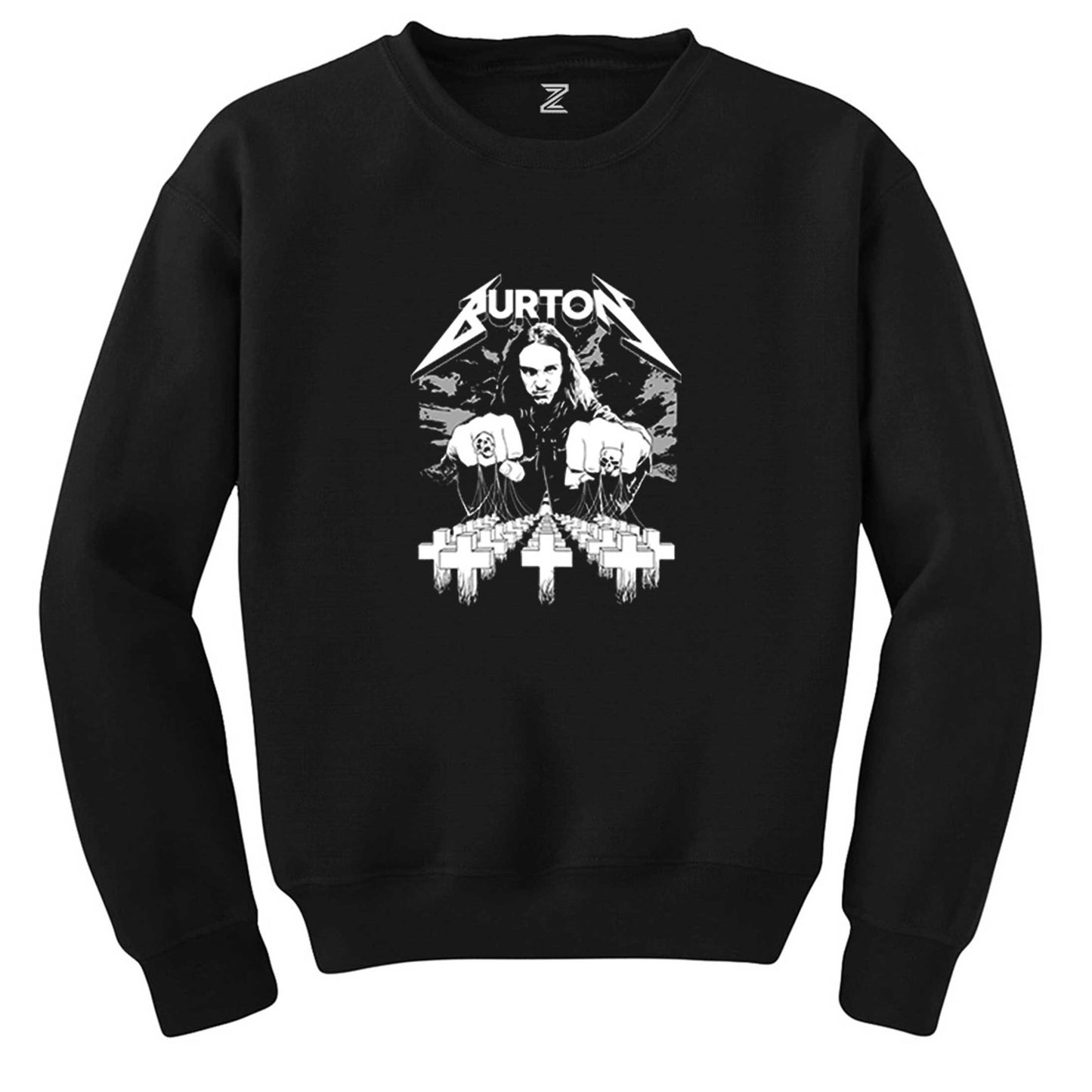 Metallica Cliff Burton Face Siyah Sweatshirt