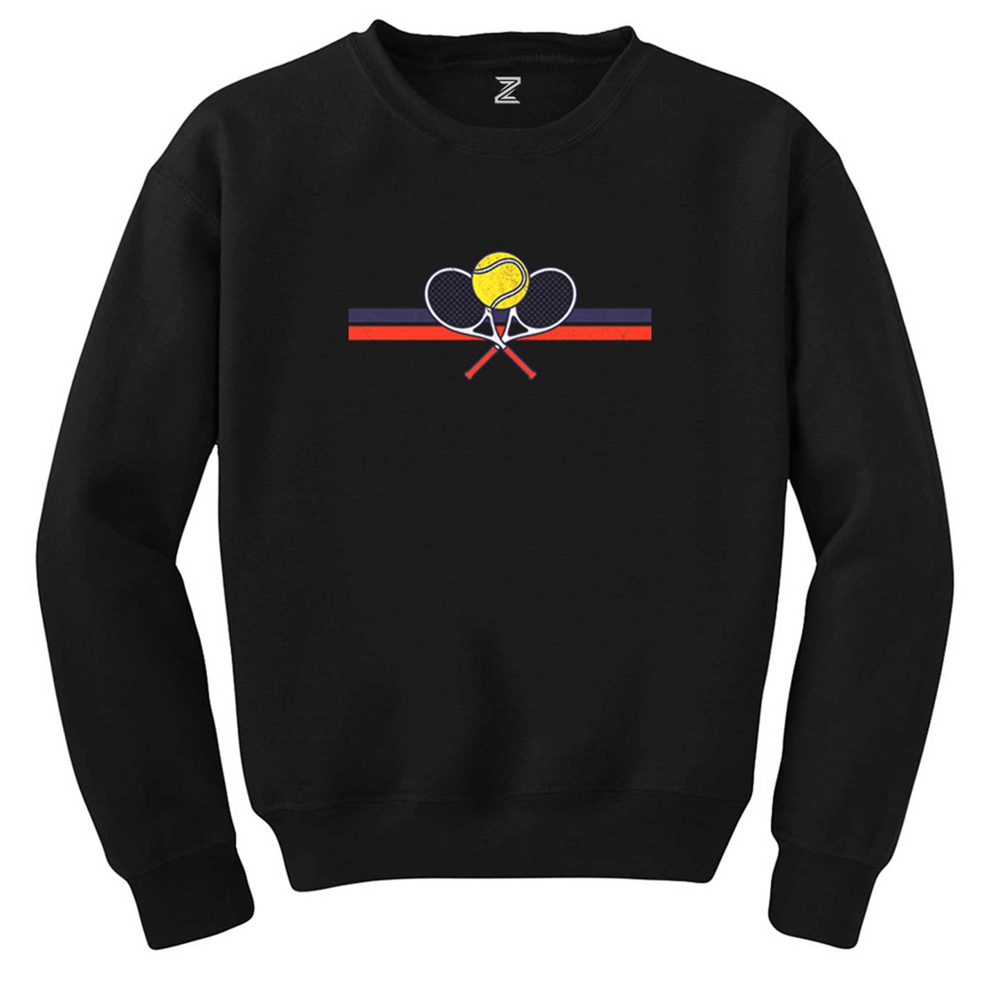 Tennis Racket Retro Siyah Sweatshirt