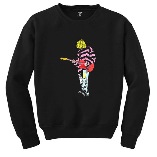 Nirvana Kurt Cobain Siluet Siyah Sweatshirt