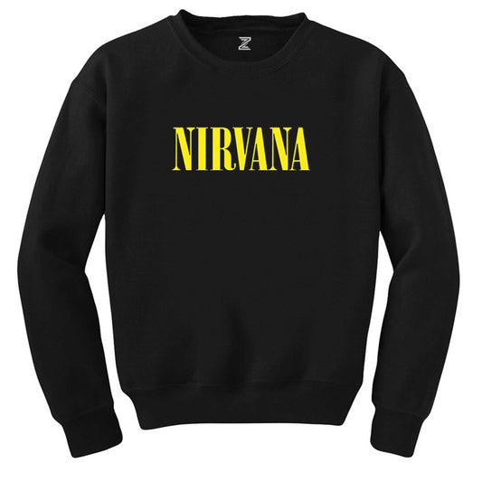 Nirvana Yazı Sarı Siyah Sweatshirt