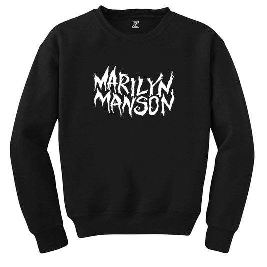 Marilyn Manson Iconic Text Siyah Sweatshirt