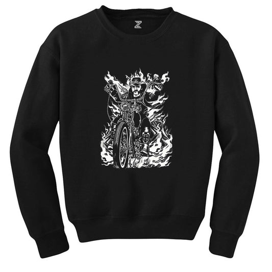 Motörhead Lemmy Kilmister Motorbike Fire Siyah Sweatshirt