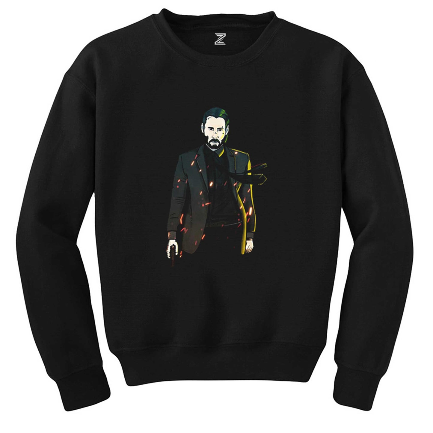John Wick Graphic Design Siyah Sweatshirt