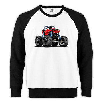 Jeep Canavar kamyon Reglan Kol Beyaz Sweatshirt