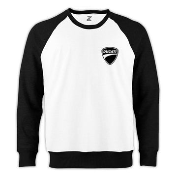 Ducati Scrambler Logo  Reglan Kol Beyaz Sweatshirt