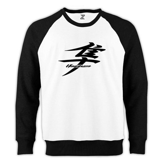 Hayabusa Logo Text Reglan Kol Beyaz Sweatshirt