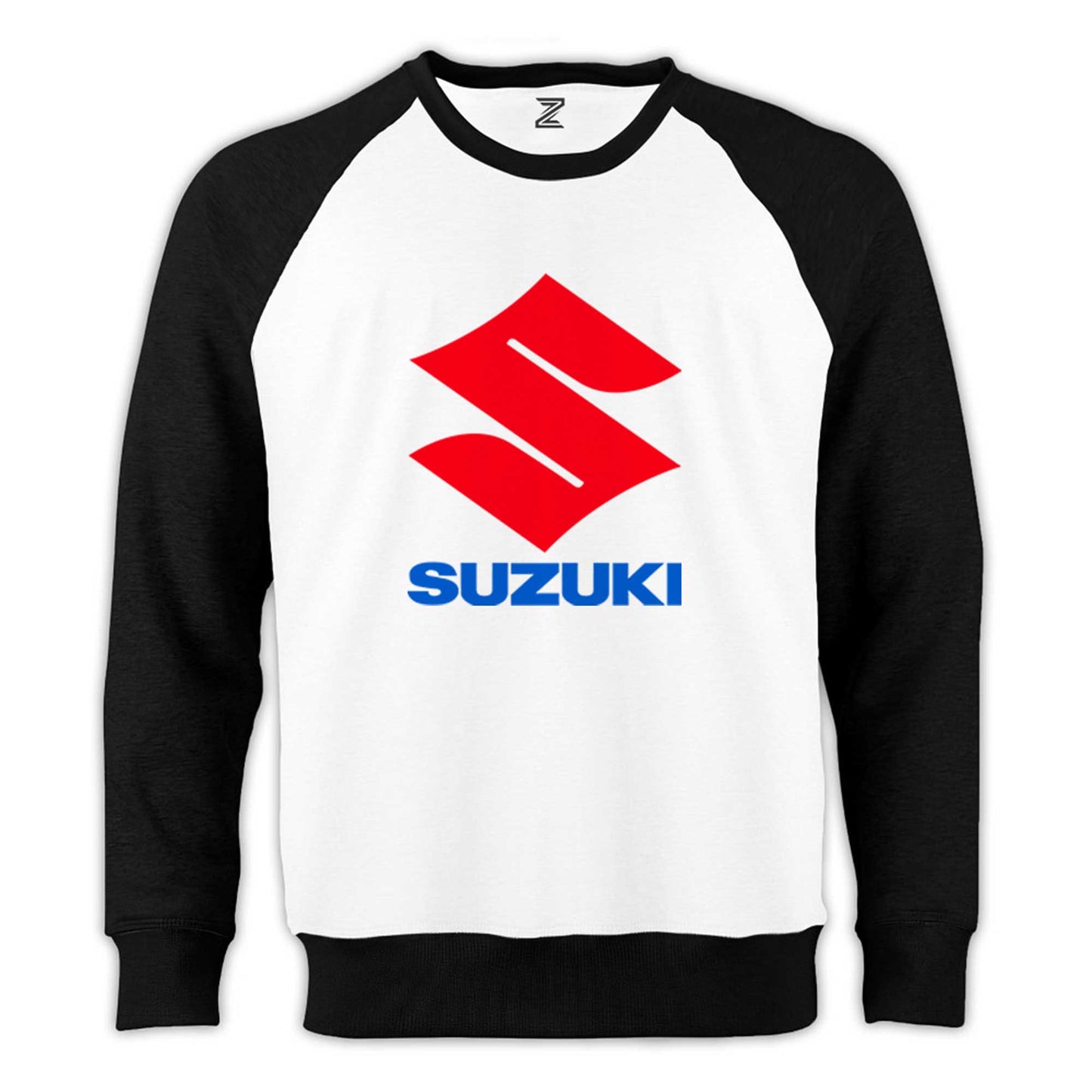 Suzuki Logo Text Reglan Kol Beyaz Sweatshirt