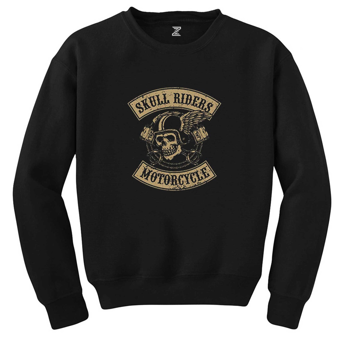 Moto Skull Riders Motorcycle Siyah Sweatshirt