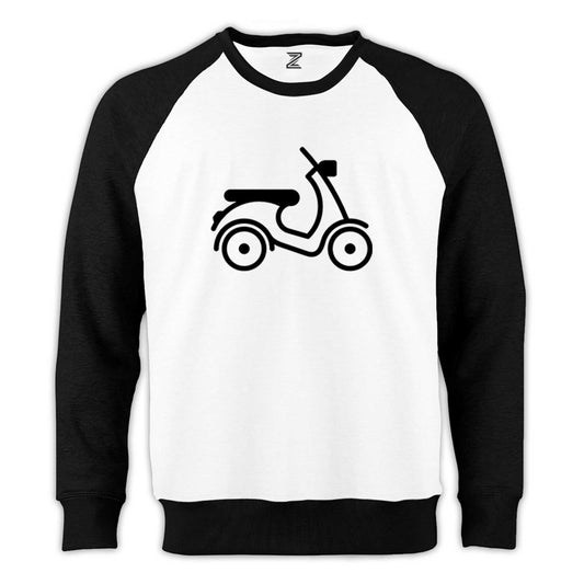 Vespa Scotter Siluet Reglan Kol Beyaz Sweatshirt