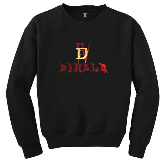 Diablo IV Logo ve Text Siyah Sweatshirt