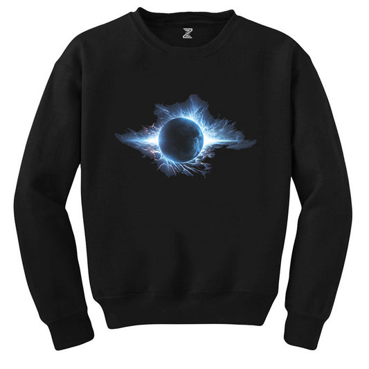 Planet Charged With Blue Energy Siyah Sweatshirt