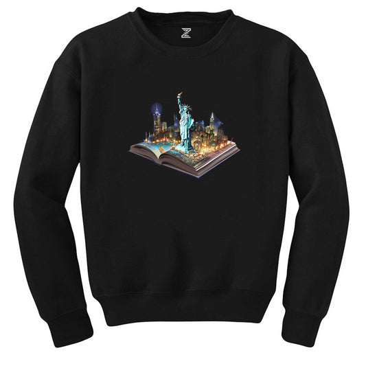 Usa View Book Siyah Sweatshirt