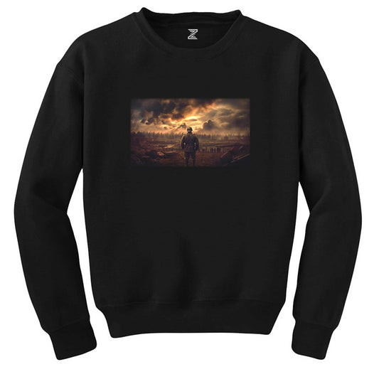 II. World War Soldier Siyah Sweatshirt
