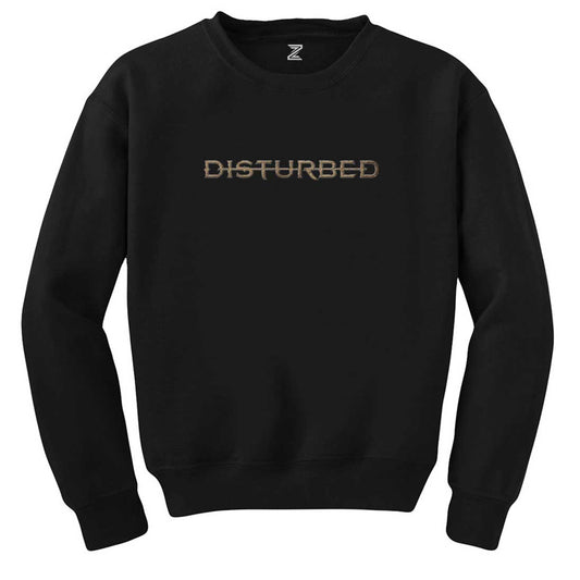Disturbed Text Siyah Sweatshirt