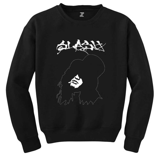 Slash Portre Text Siyah Sweatshirt