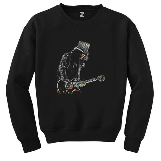 Slash Siluet Guitar Siyah Sweatshirt