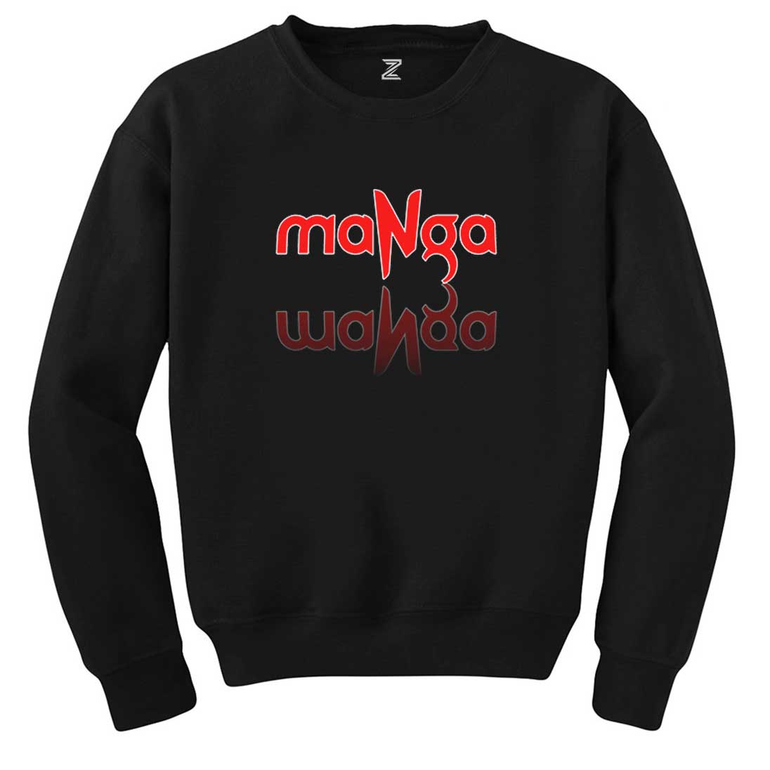 MaNga Yazı Yansıması Siyah Sweatshirt