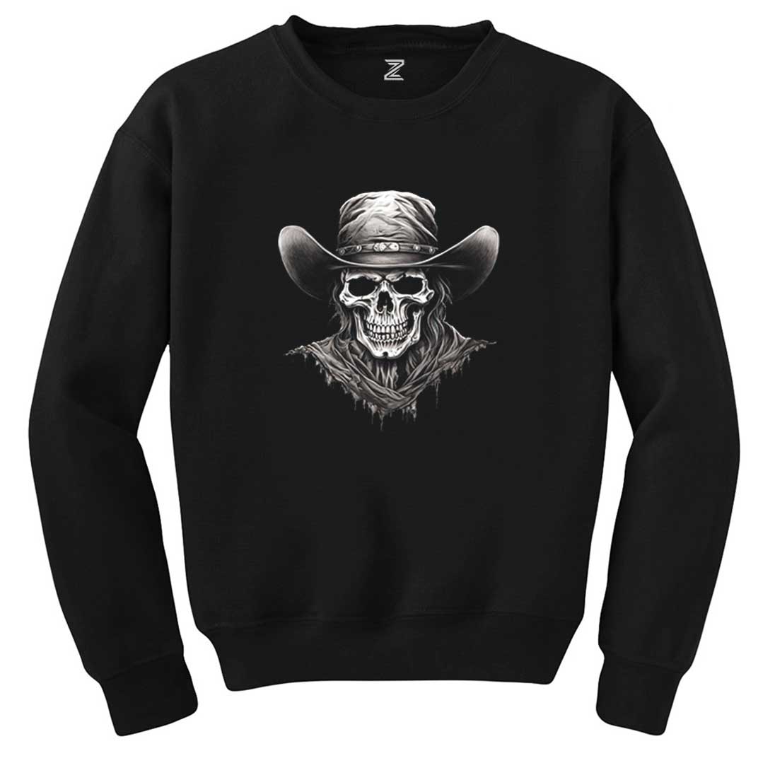 Kovboy Skull Siyah Sweatshirt