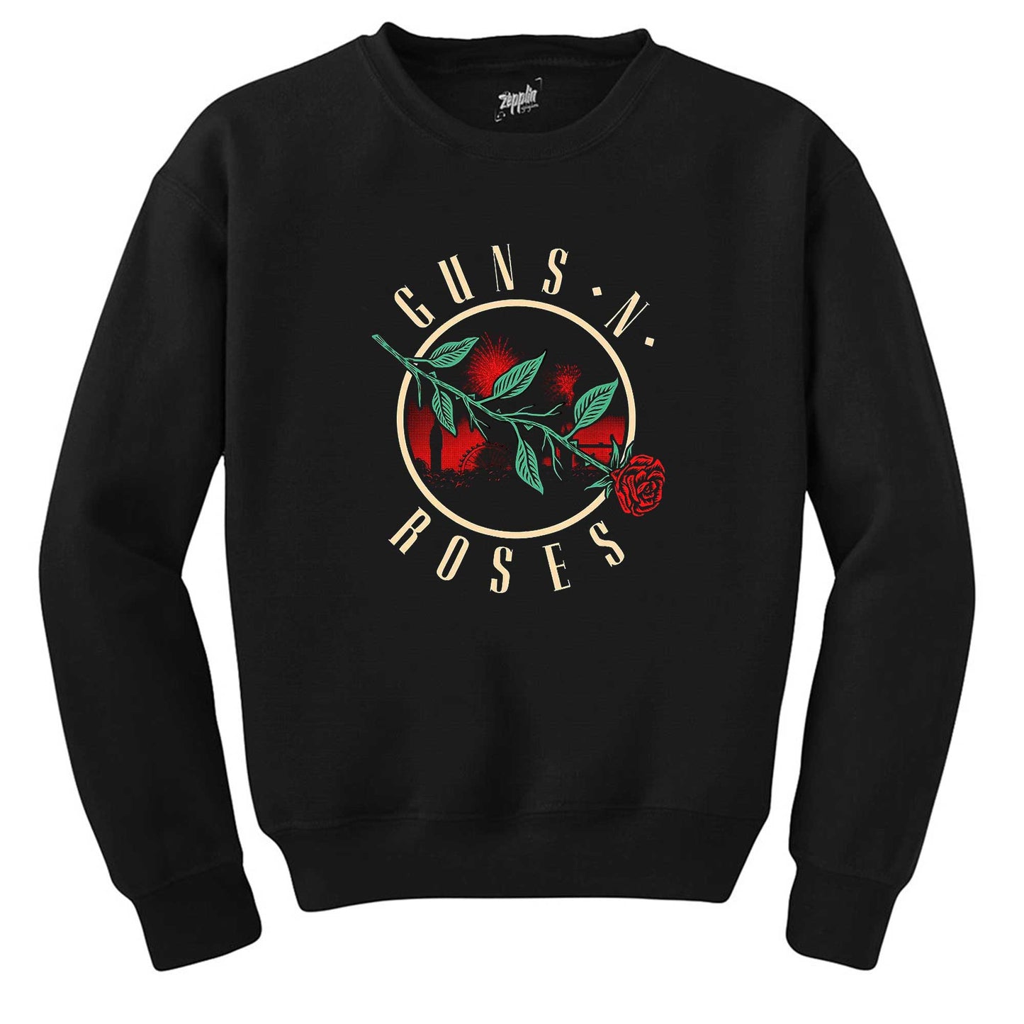 Guns N Roses Flower Siyah Sweatshirt