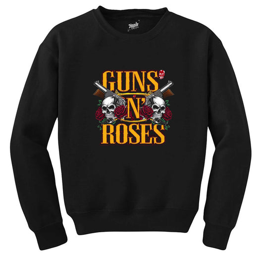 Guns N Roses Text Skull Siyah Sweatshirt