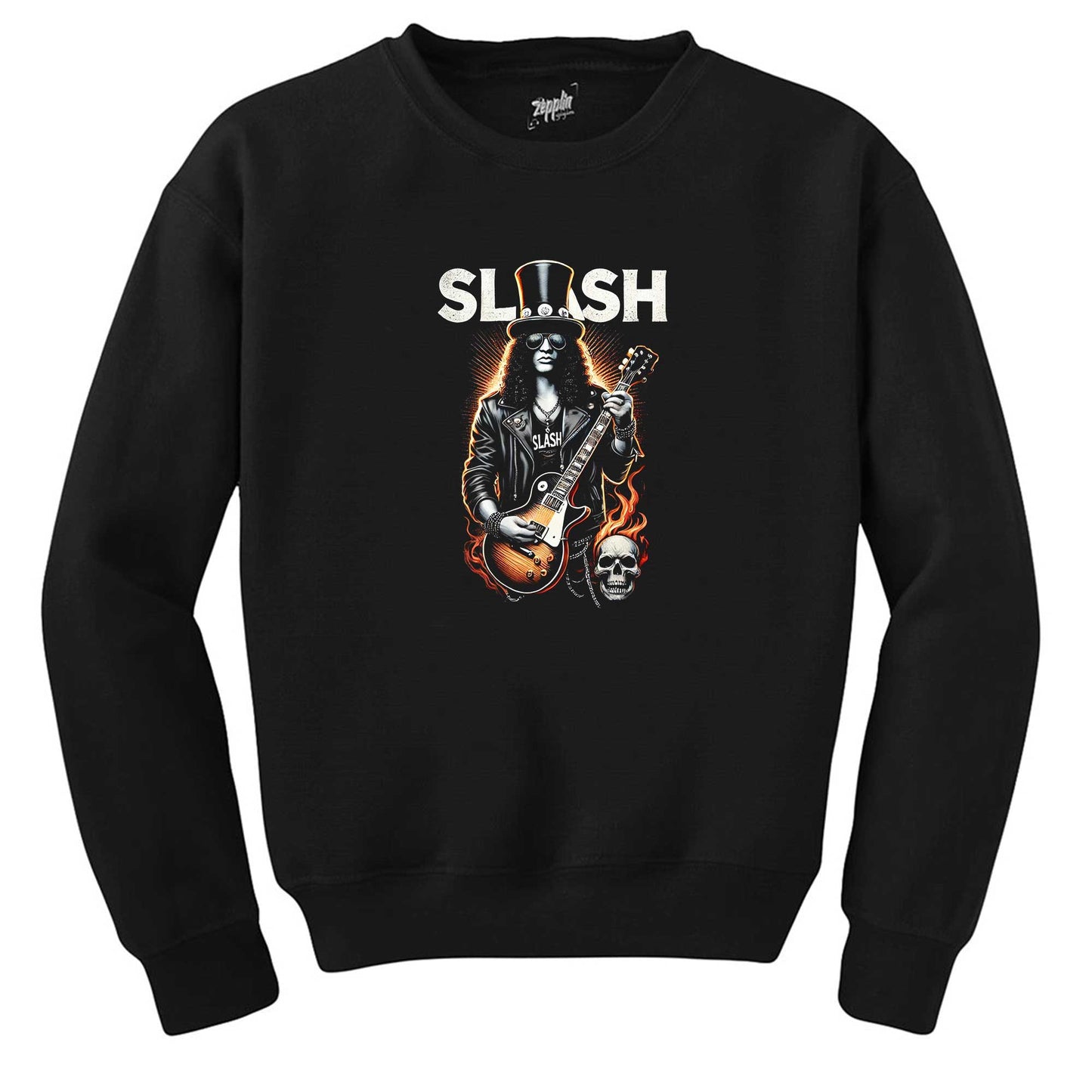 Slash Guitarist Skull Logo Siyah Sweatshirt