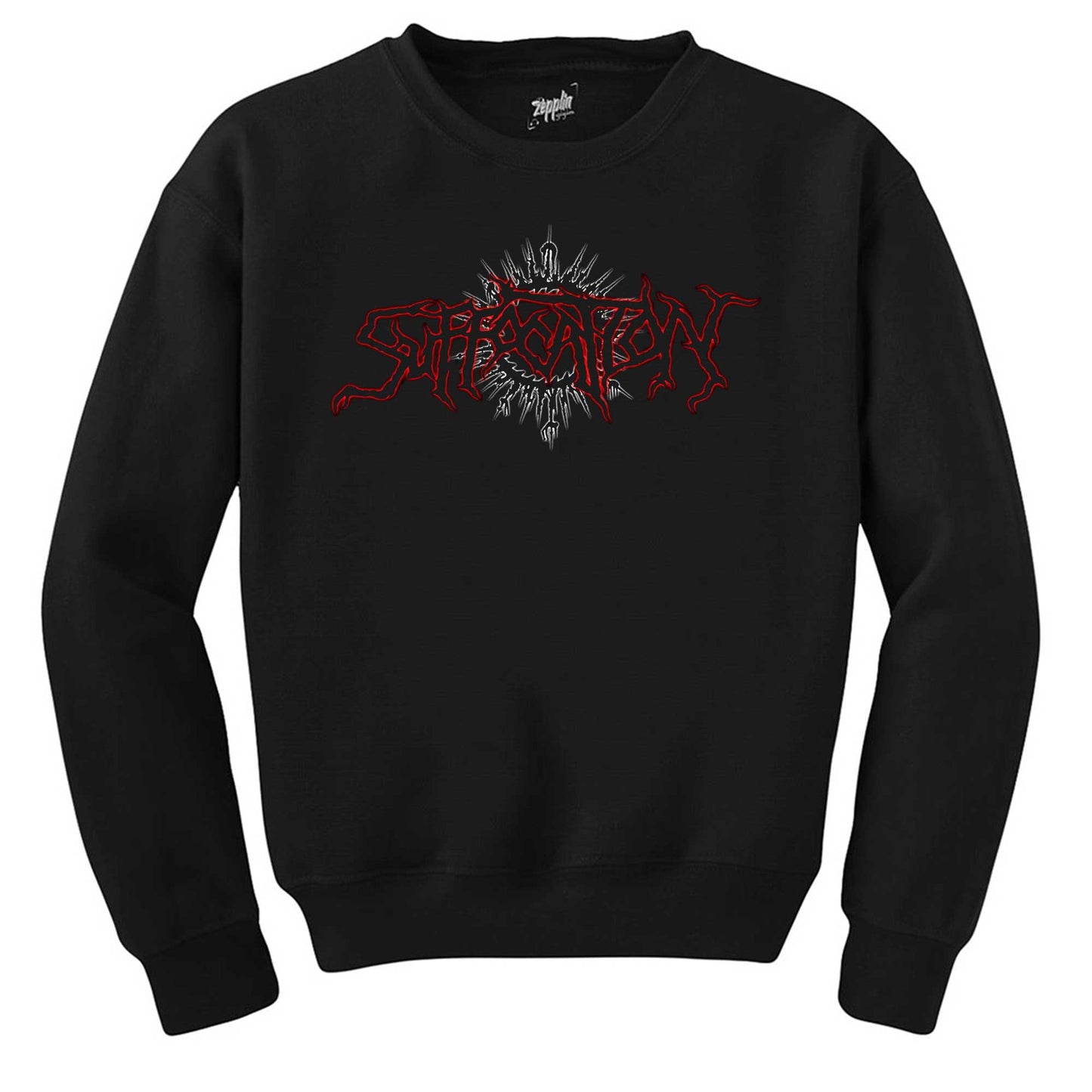 Suffocation Yazılı Logo Siyah Sweatshirt