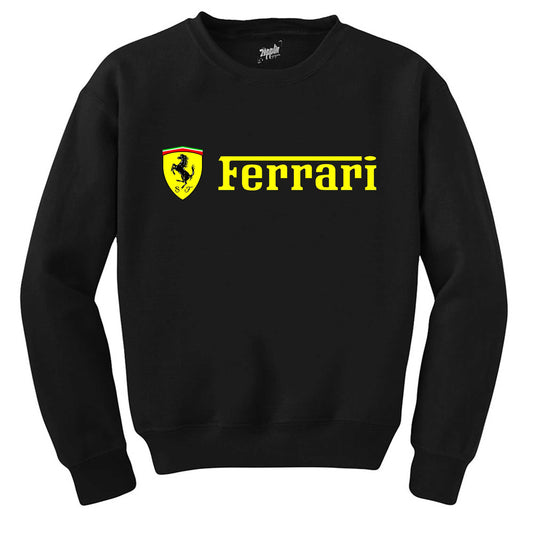 Ferrari Logo Gold Text Siyah Sweatshirt