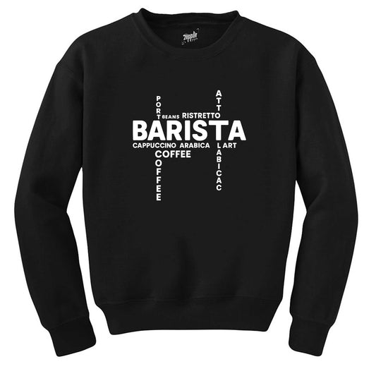 Barista Modern Tasarım Siyah Sweatshirt