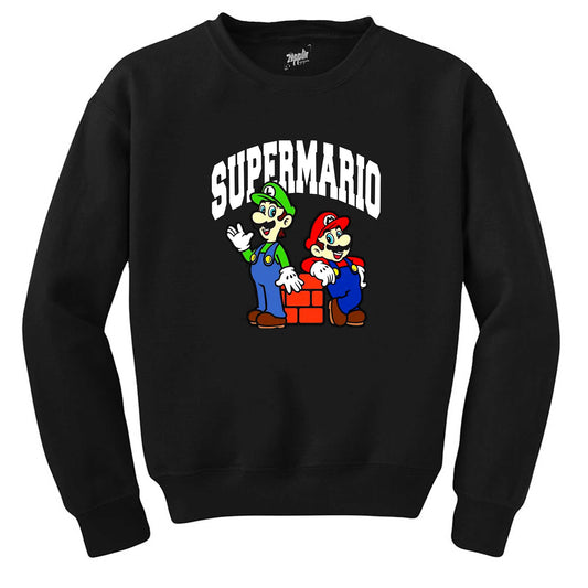Süper Mario Siyah Sweatshirt