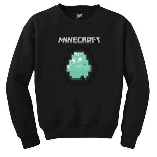 Minecraft Diamond Cave Siyah Sweatshirt