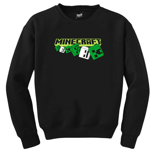 Minecraft Skeleton And Creeper Siyah Sweatshirt
