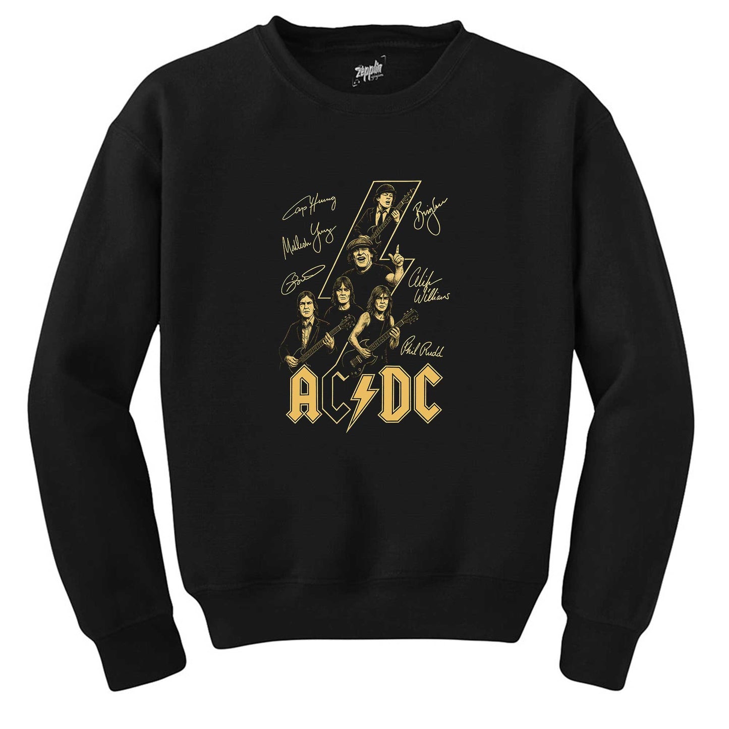 Ac Dc Silüet İmza Siyah Sweatshirt