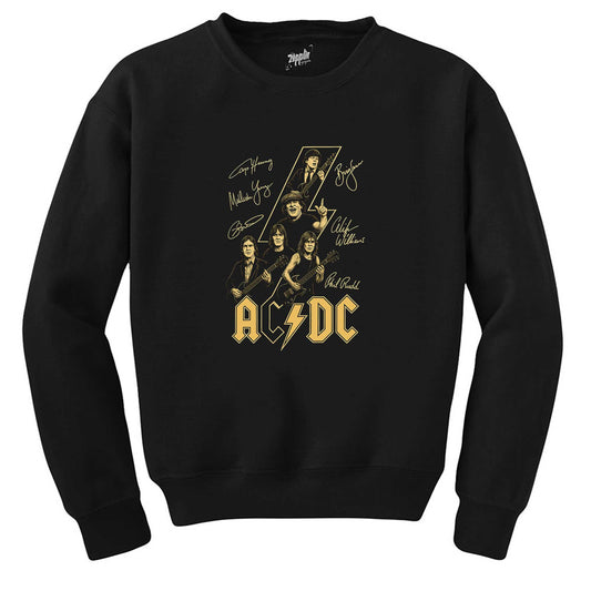 Ac Dc Silüet İmza Siyah Sweatshirt