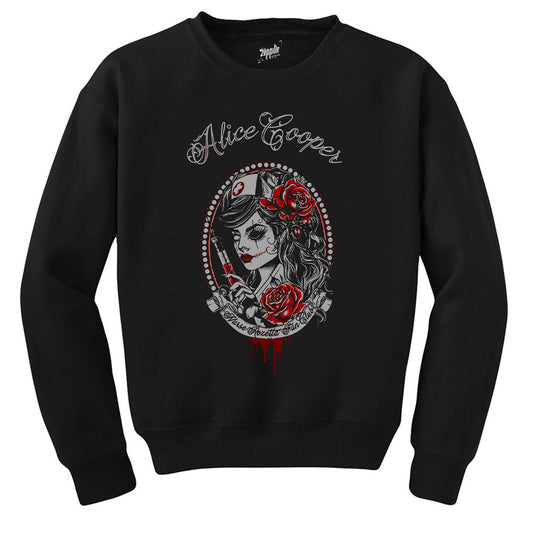 Alice Cooper Nurse Rozetta Fan Club Siyah Sweatshirt