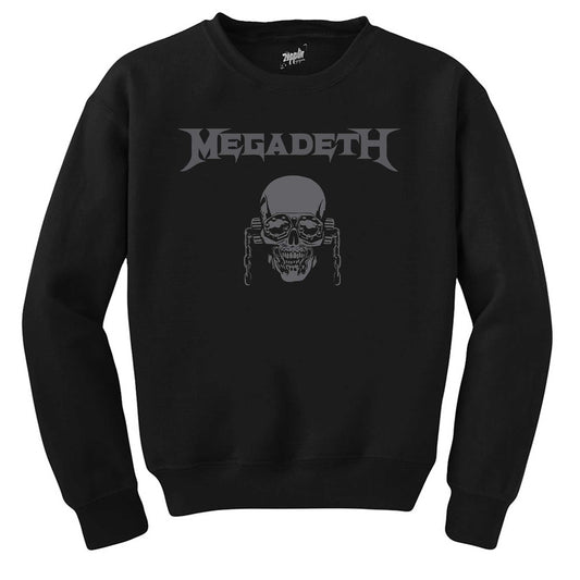 Megadeth Vic Rattlehead Skull Siyah Sweatshirt