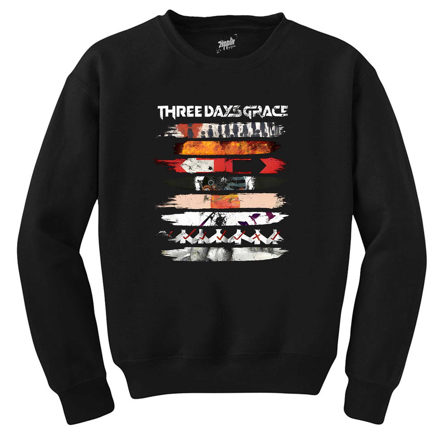 Three Days Grace Album Covers Siyah Sweatshirt
