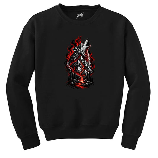 Ateş Dağları Bozkurdu Siyah Sweatshirt