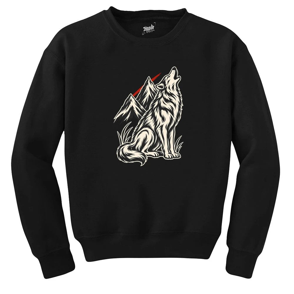 Zirveye Uluyan Bozkurt Siyah Sweatshirt