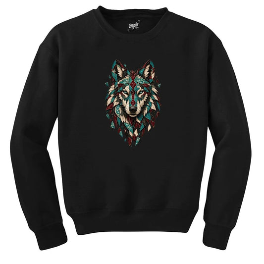 Turkuaz Mozaik Bozkurt Siyah Sweatshirt