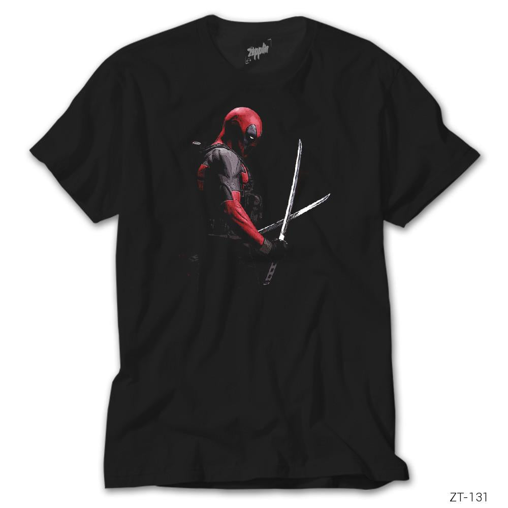 Deadpool Kılıçlı Siyah Tişört