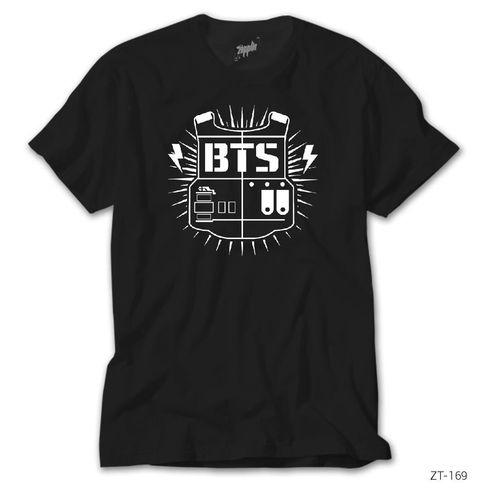BTS Sheild Logo Siyah Tişört