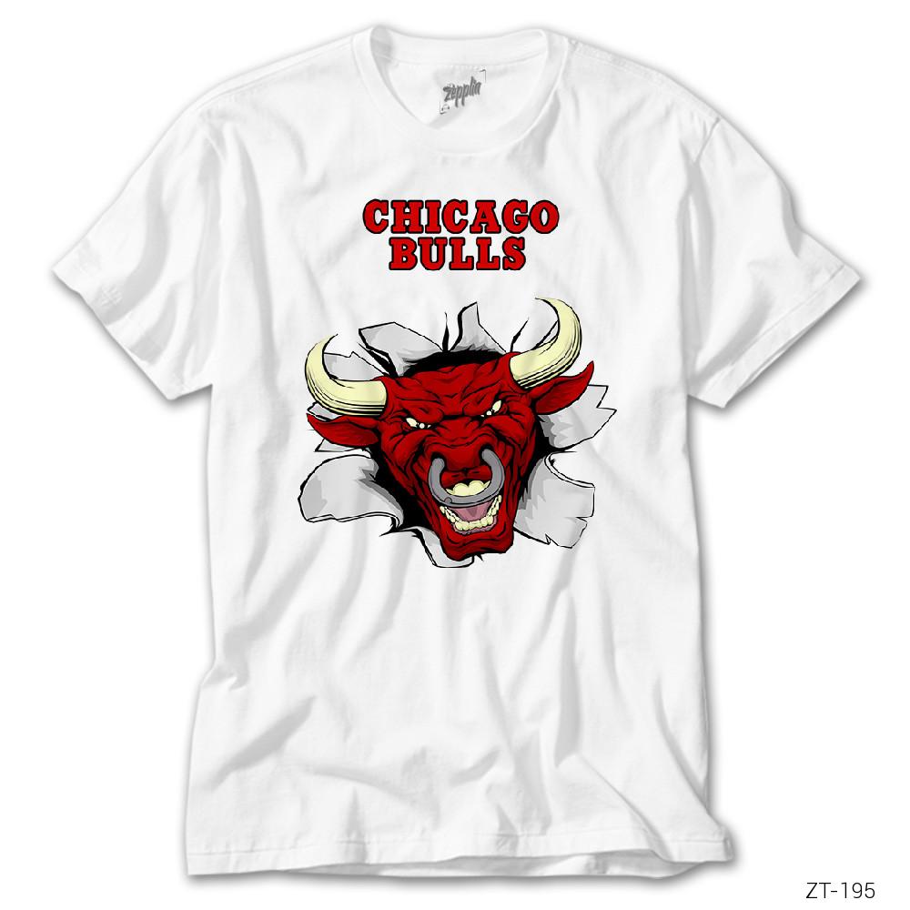 Chicago Bulls 3D Beyaz Tişört