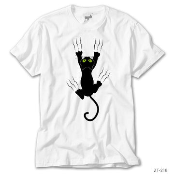Tırmanan Kedi Beyaz Tişört